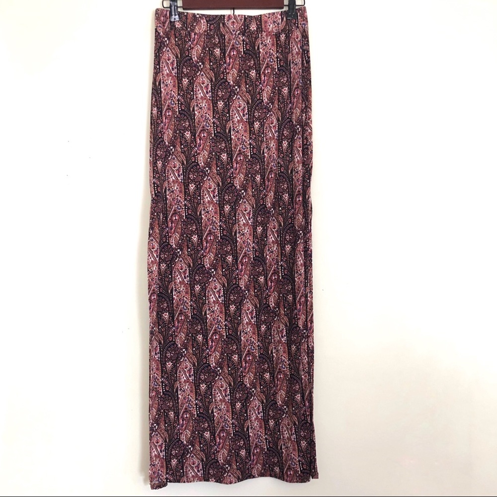 American Eagle Maxi Skirt Brown Paisley Comfortable Stretchy Soft Small - Picture 4 of 8
